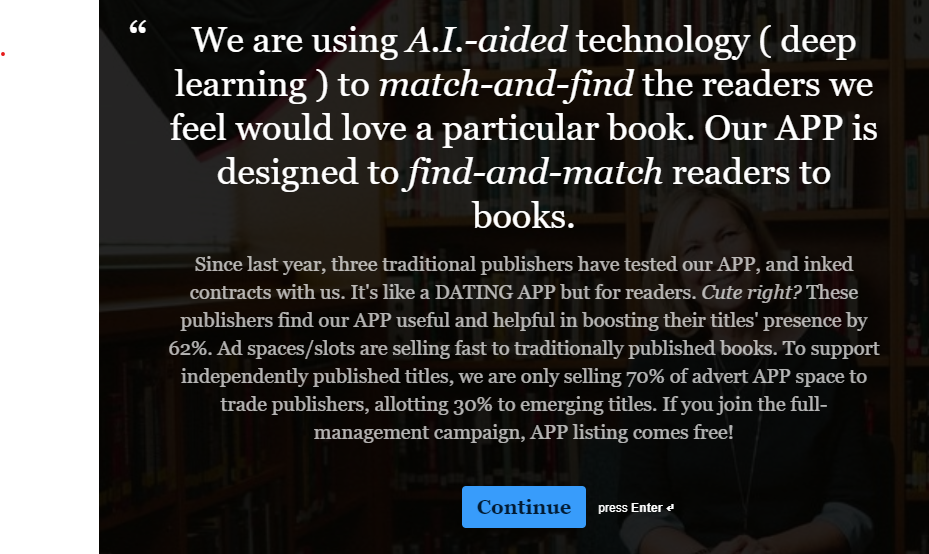 Description of "A.I.-aided" technology, aka The BookWalker's bookfinding app