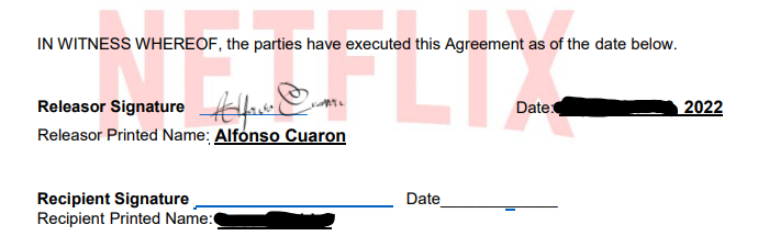 Fake signature of Alfonso Cuaron