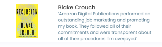 Fake testimonial by "Blake Crouch" for Amazon Digital Publications