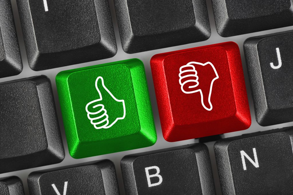 Header image: computer keyboard with a green "thumbs up" button and a red "thumbs down" button (credit: Tatiana Popova / Shutterstock.com)