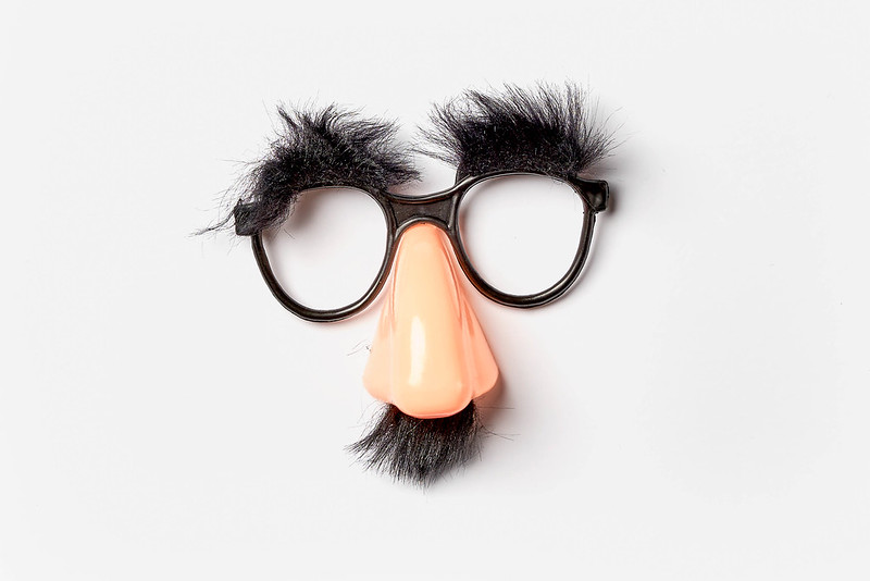 Header image: joke mask with glasses, fuzzy eyebrows, and a fake nose on a white background (credit: Marco Verch Professional Photographer / Flickr.com)